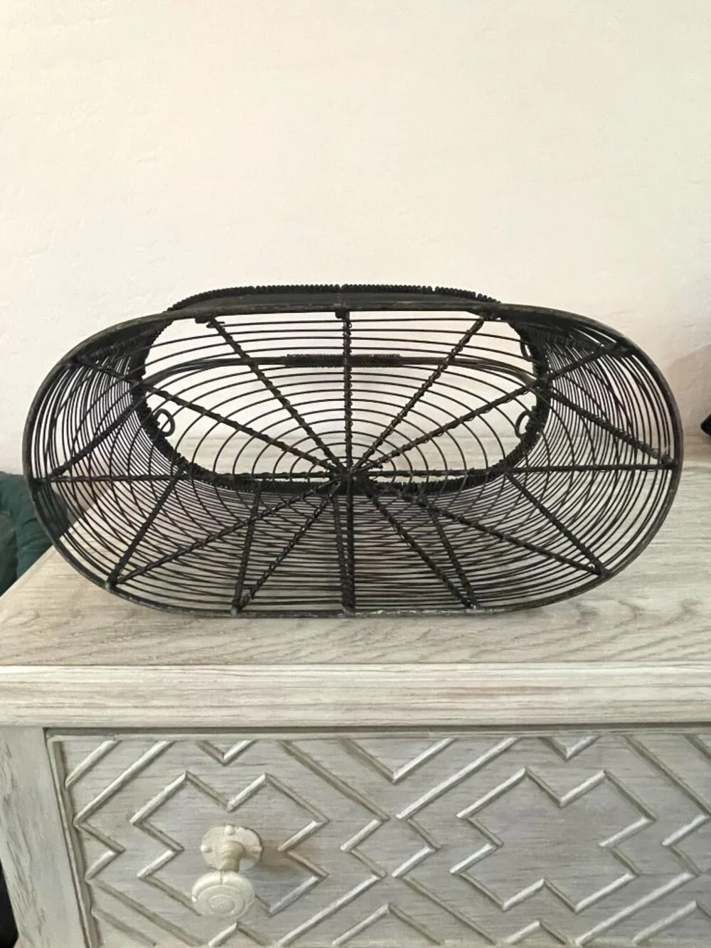 Large Wire Metal Basket Sturdy With Handle